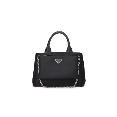 PRADA BLACK TESSUTO NYLON CONVERTIBLE HANDBAG 1BG364 (28*20*15cm) 